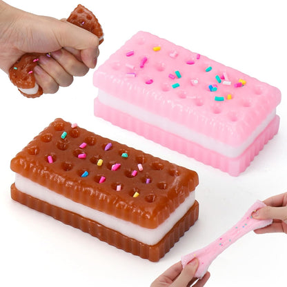 Silicone Stress Relief Squishy,2 PCS Cookie Sticky Taba Squishy Fidget Toys Adults,Ultra-Soft Squeeze Toys,Fun Silicone Enjoy Decompression Toy,Soft and Relaxing Squeezing Toy