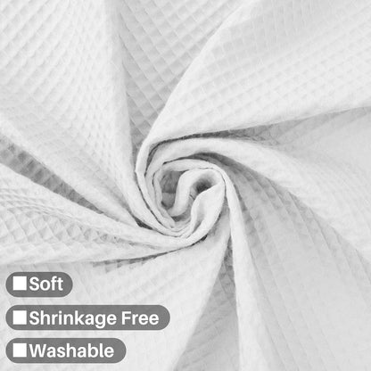 Extra-Long Shower Curtain 80" Height - Honeycomb Waffle Weave & Cotton Blend, Hotel Luxury & Spa, Heavy Weight Fabric, Washable - White, 72X80