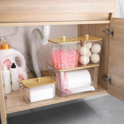 4 Pcs Extra Large Trash Bag Dispenser & Laundry Containers, Wall Mounted Clear Laundry Pods Container Dryer Sheet Holder with Lids for Laundry Room Organization and Storage