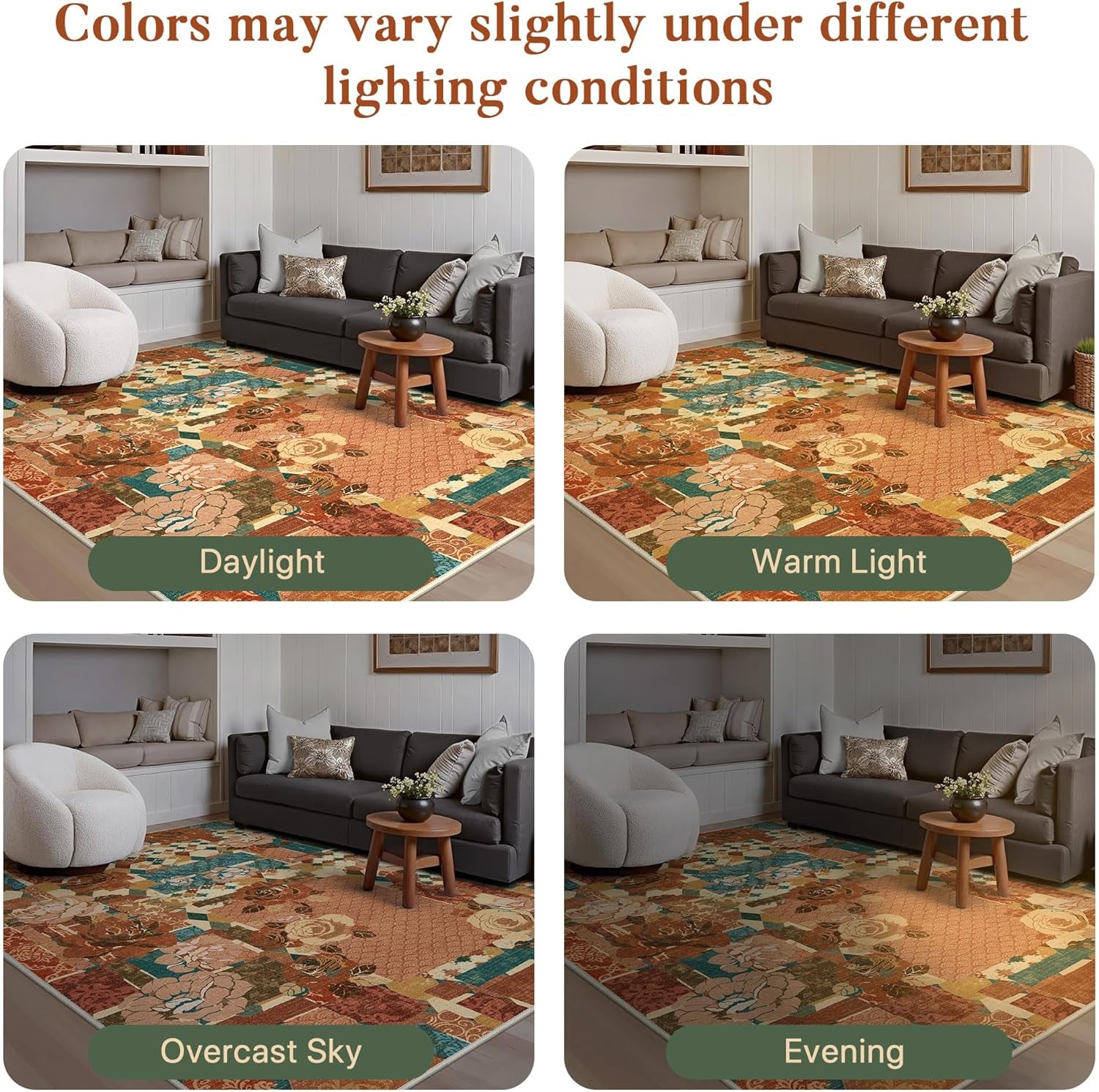 Area Rug 2X3 Doormat, Machine Washable Low Pile Rugs, Small Floral Patchwork Retro Chenille Entryway Mat for Entrance, Hallway, Kitchen and Corridor, Rose Red