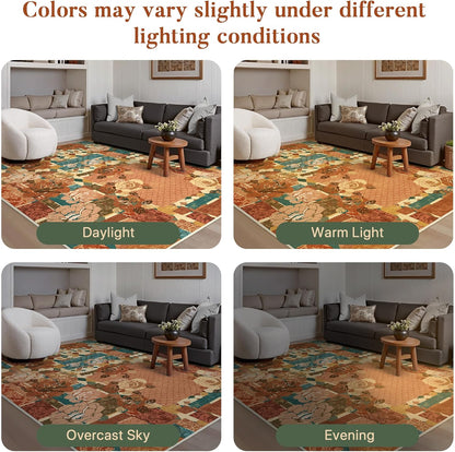 Area Rug 2X3 Doormat, Machine Washable Low Pile Rugs, Small Floral Patchwork Retro Chenille Entryway Mat for Entrance, Hallway, Kitchen and Corridor, Rose Red