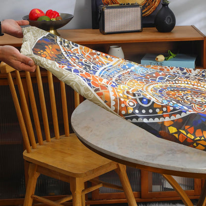 Round Fitted Tablecloth Elastic Edge Design Table Cover Waterproof Table Cloth Wipeable Washable for round Table