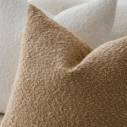 Textured Boucle Throw Pillow Covers Accent Solid Lumbar Pillow Cases Cozy Soft Decorative Couch Cushion Case for Chair Sofa Bedroom Living Room Home Decor, 12 X 20 Inch,Taupe Khaki Camel