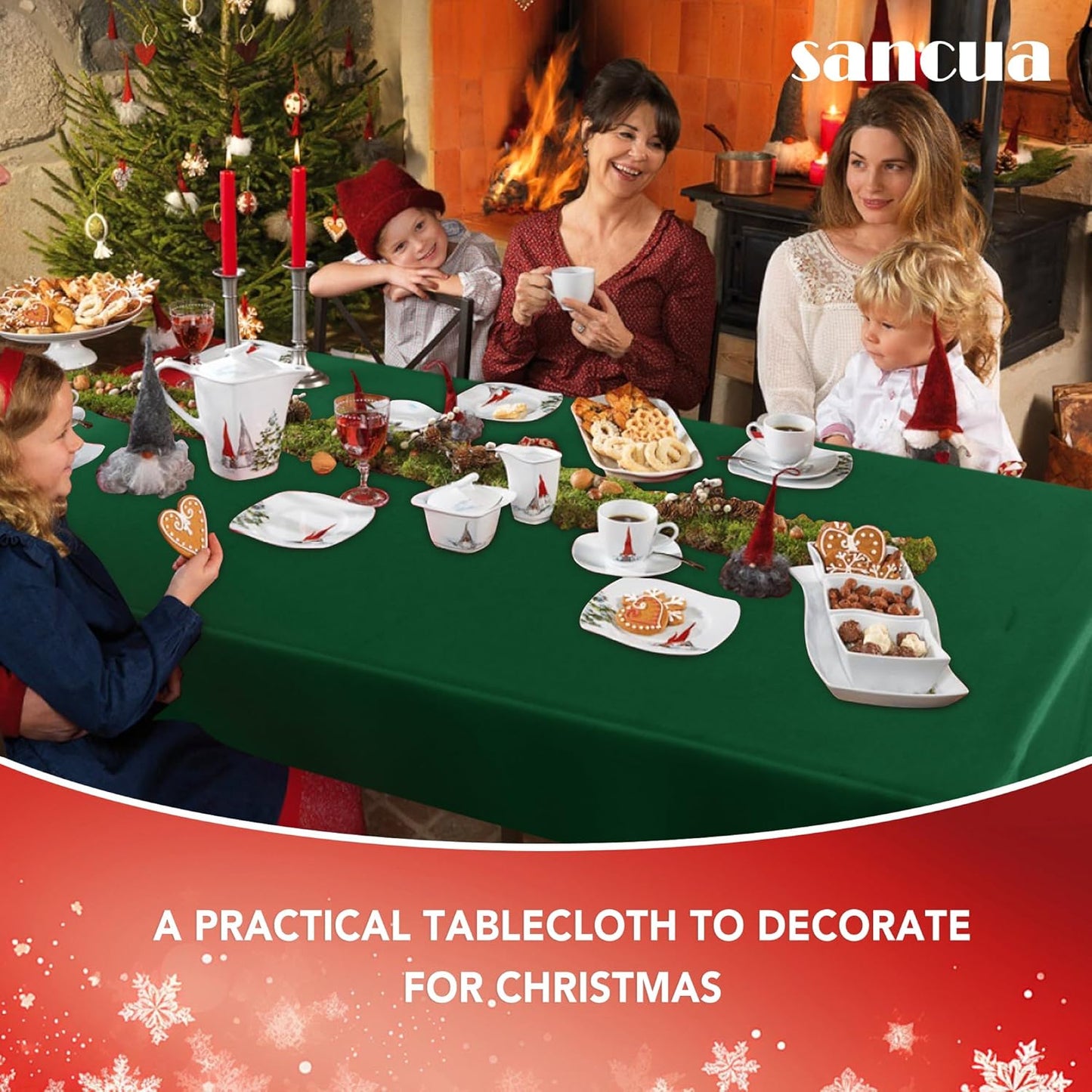 2 Pack Hunter Green Tablecloth 60 X 102 Inch, Rectangle 6 Feet Table Cloth - Stain and Wrinkle Resistant Washable Polyester Table Cover for Dining Tables, Buffet Parties and Camping