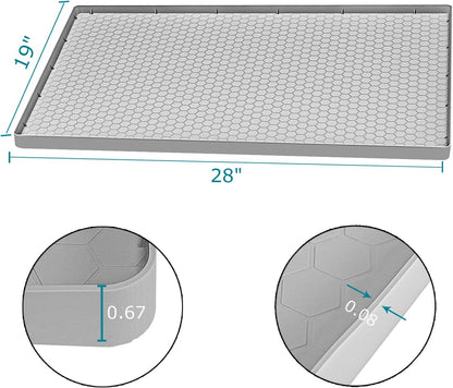 Under Sink Mat 28 X 19 for Kitchen Waterproof, Silicone under Sink Liner, Bathroom Kitchen Cabinet Protector Mat, Easy to Clean Cabinet Mat Organizers and Storage, Light Grey