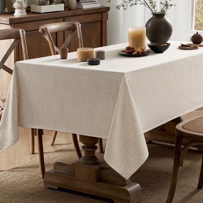 Grayish White Linen Tablecloth 60X84 Inch Rectangle Table Cloth Waterproof,Stain Resistant & Wrinkle Resistant for Dining Party Wedding