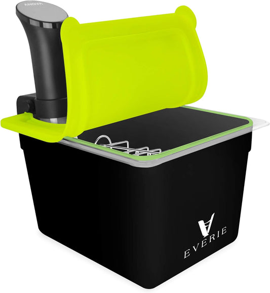 Sous Vide Container with Universal Silicone Lid and Sous Vide Rack and Container Sleeve Compatible with Anova All Models,Breville Joule, Instant Pot Sous Vide Cooker (KIT-TY-GJ)