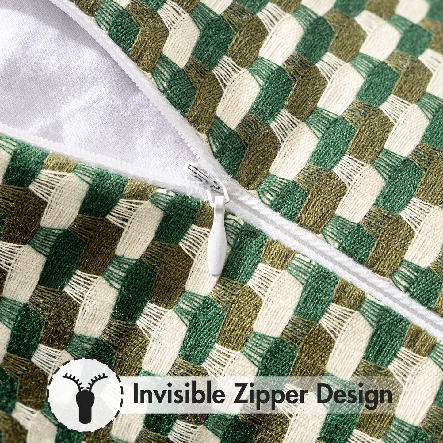 Pack of 2 Outdoor Throw Pillow Covers Decorative Farmhouse Square Waterproof Pillows for Tent Patio Garden Balcony Sofa, 12X20 Inch Green