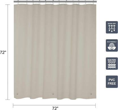 12 Pcs Shower Curtain Hooks and 72 X 72 Tan Shower Curtain Liner