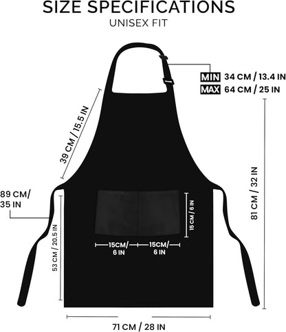 2 Pack Bib Apron, Adjustable with 2 Pockets, Water and Oil Resistant, Cooking Kitchen Chef Apron for Women Men