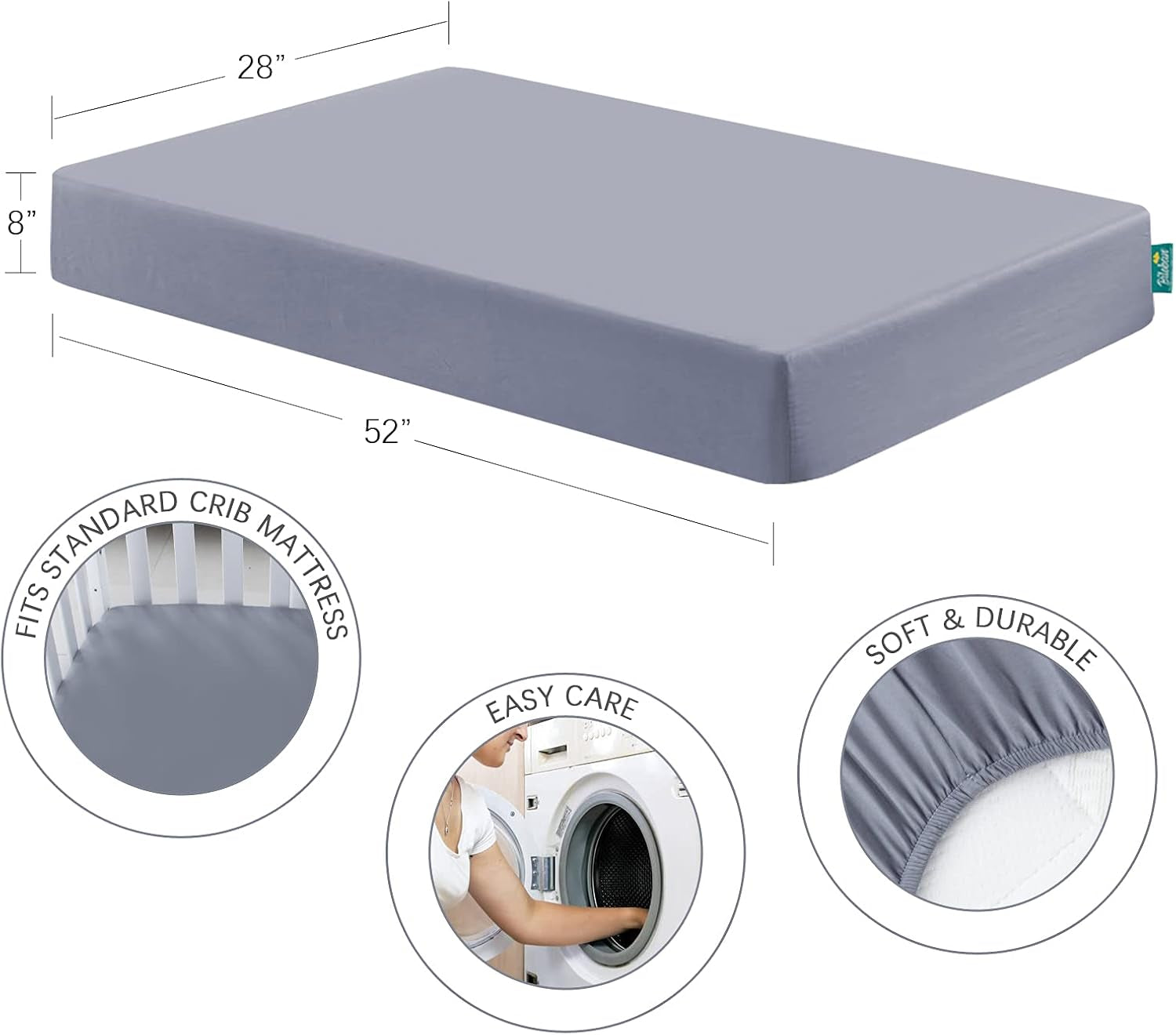 3-Piece Toddler Sheet Set Microfiber, Toddler Bedding Set Includes Crib Mattress Sheet, Flat Sheet and Envelope Pillowcase, Silky Soft, Breathable and Lightweight, Grey