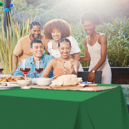 12Pcs Green Rectangle Tablecloth,Disposable Plastic Table Cloth,Waterproof Green Table Cover for Graduation Birthdays Weddings Anniversary Party Decorations,54 X 108 Inch