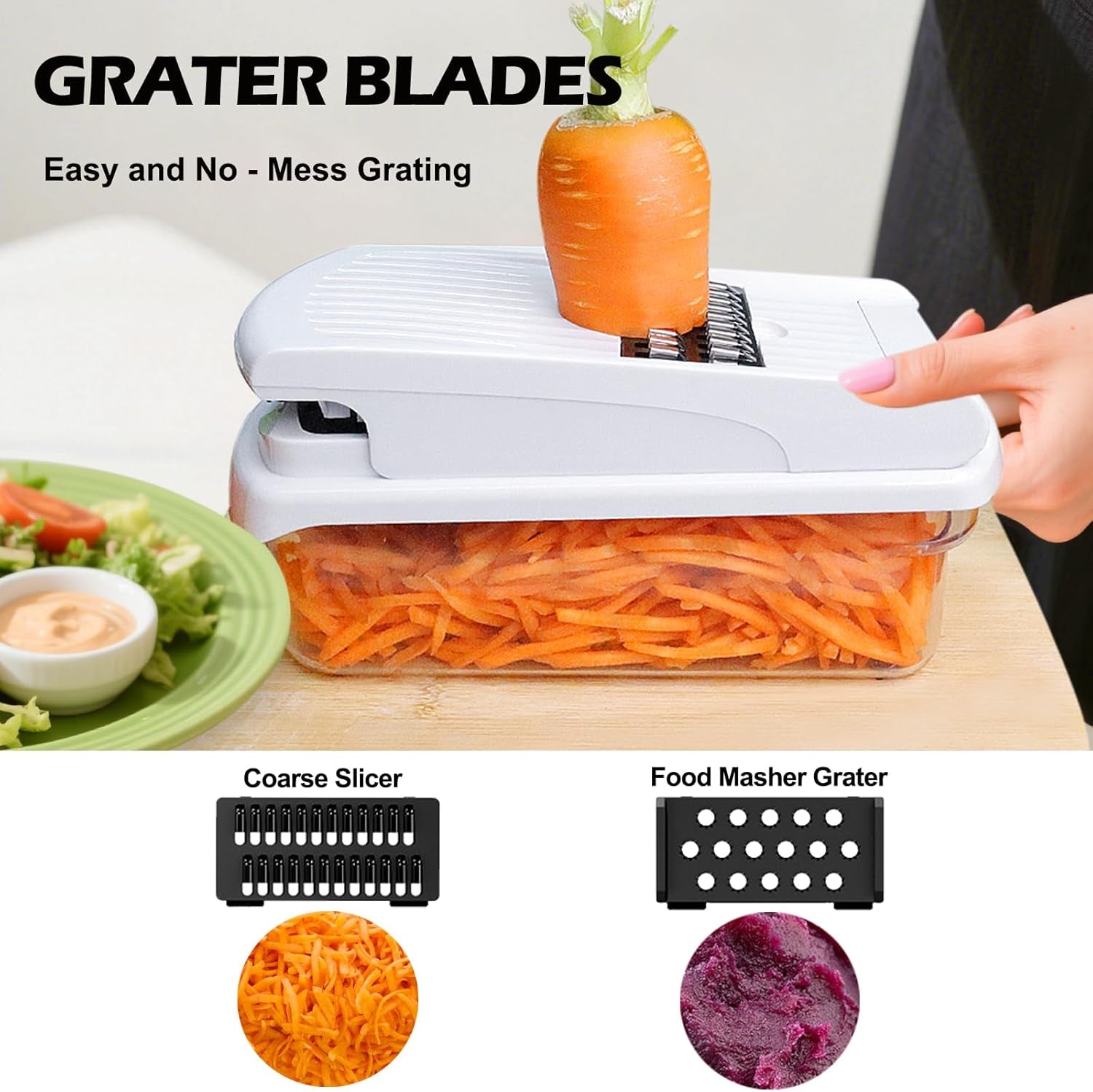 Vegetable Chopper for Mandoline Slicer, 15-In-1 Veggie Choppers, Cheese Grater, Onion Cutter with Container, Kitchen Gadgets Essentials, Vegetable Dicer, Onion Mincer Tomato Slicer (White)