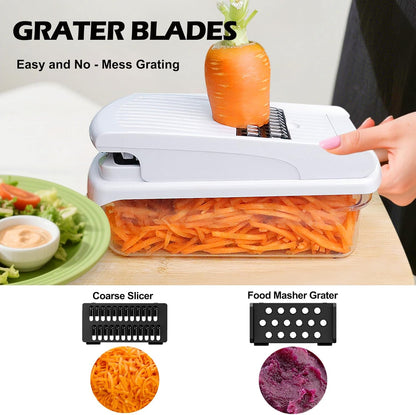 Vegetable Chopper for Mandoline Slicer, 15-In-1 Veggie Choppers, Cheese Grater, Onion Cutter with Container, Kitchen Gadgets Essentials, Vegetable Dicer, Onion Mincer Tomato Slicer (White)