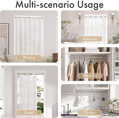 Spring Tension Shower Curtain Rod, 26-42 Inches Rust-Resistance Tension Curtain Rod Bathroom Rod, Adjustable Shower Curtain Rod No Drill, Nickel