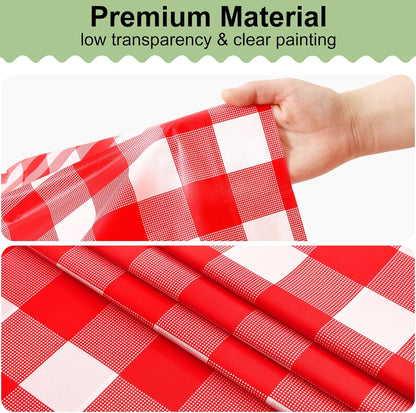 4 Packs Buffalo Disposable Table Cloth, 54 X 108 Inch Waterproof Plastic Tablecloth, Rectangle Red and White Checkered Table Covers for Picnic, Birthday, Party