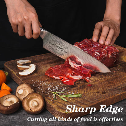 Anniversary Men Gifts for Him Husband, 8 Inch Professional German Stainless Steel 1.41 Chef Knife, Engraved Best Husband Ever Knife Gift, Christmas Anniversary Birthday Gifts for Men Husband