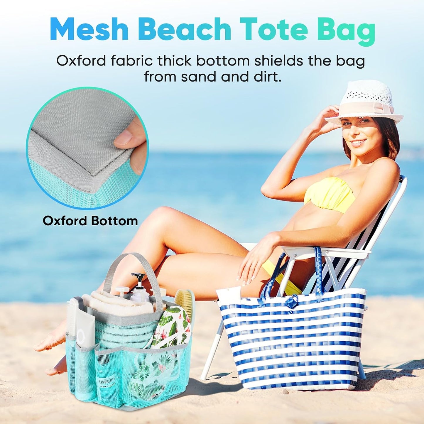 2 Pack Mesh Shower Caddy Portable for College Dorm Room Essentials, Shower Caddy Dorm with 8-Pocket Large Capacity,Shower Bag for Beach,Swimming,Gym