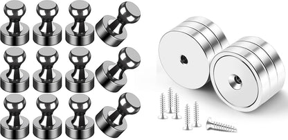 Refrigerator Magnets 12Pcs Magnet Clips Fridge Magnetic,Strong Neodymium Cup Magnets, Waterproof, Rare Earth