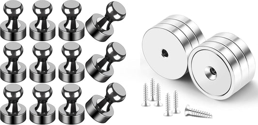 Refrigerator Magnets 12Pcs Magnet Clips Fridge Magnetic,Strong Neodymium Cup Magnets, Waterproof, Rare Earth
