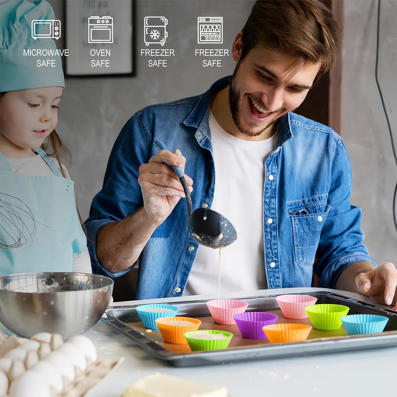 222 Pcs Silicone Lunch Box Dividers Set, Thicked Silicone Cupcake Liners for Baking, Reusable Lunch Bento Box Accessories with Animal Food Picks for Kids (20 Muffin Cups + 202 Food Picks)