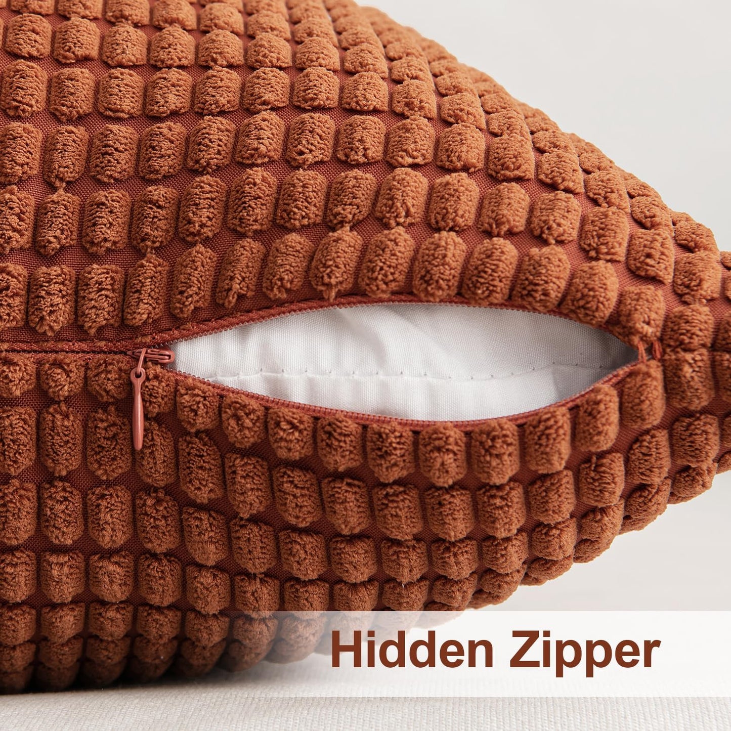 Pack of 2 Fall Pillow Covers 18X18 Inch Granules Soft Corduroy Decorative Throw Pillow Covers for Couch Cushion Sofa Bedroom Living Room, Dark Rust