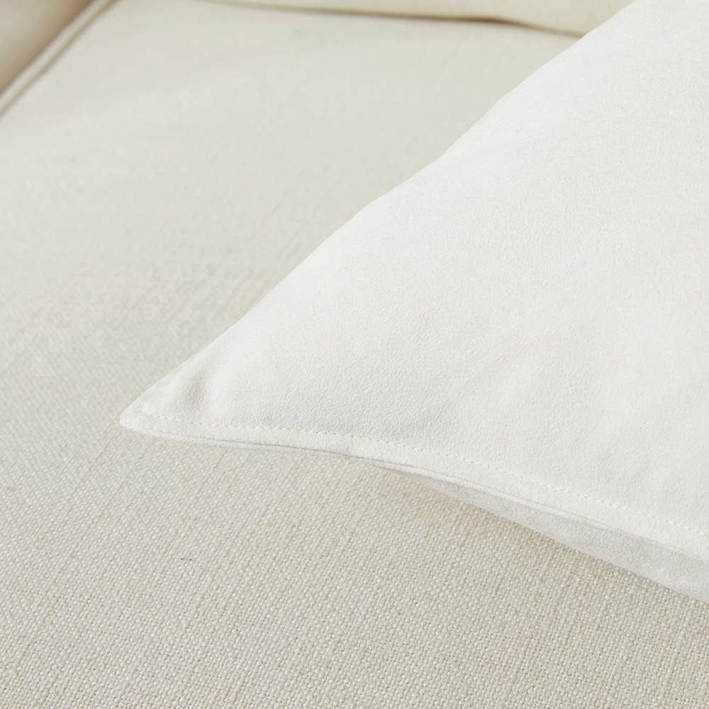 2 Packs Premium Faux Suede Decorative Throw Pillow Covers, Super Soft Square Pillow Case,Solid Cushion Cover for Couch/Sofa/Bedroom (16"X 16",Set of 2, Ivory)