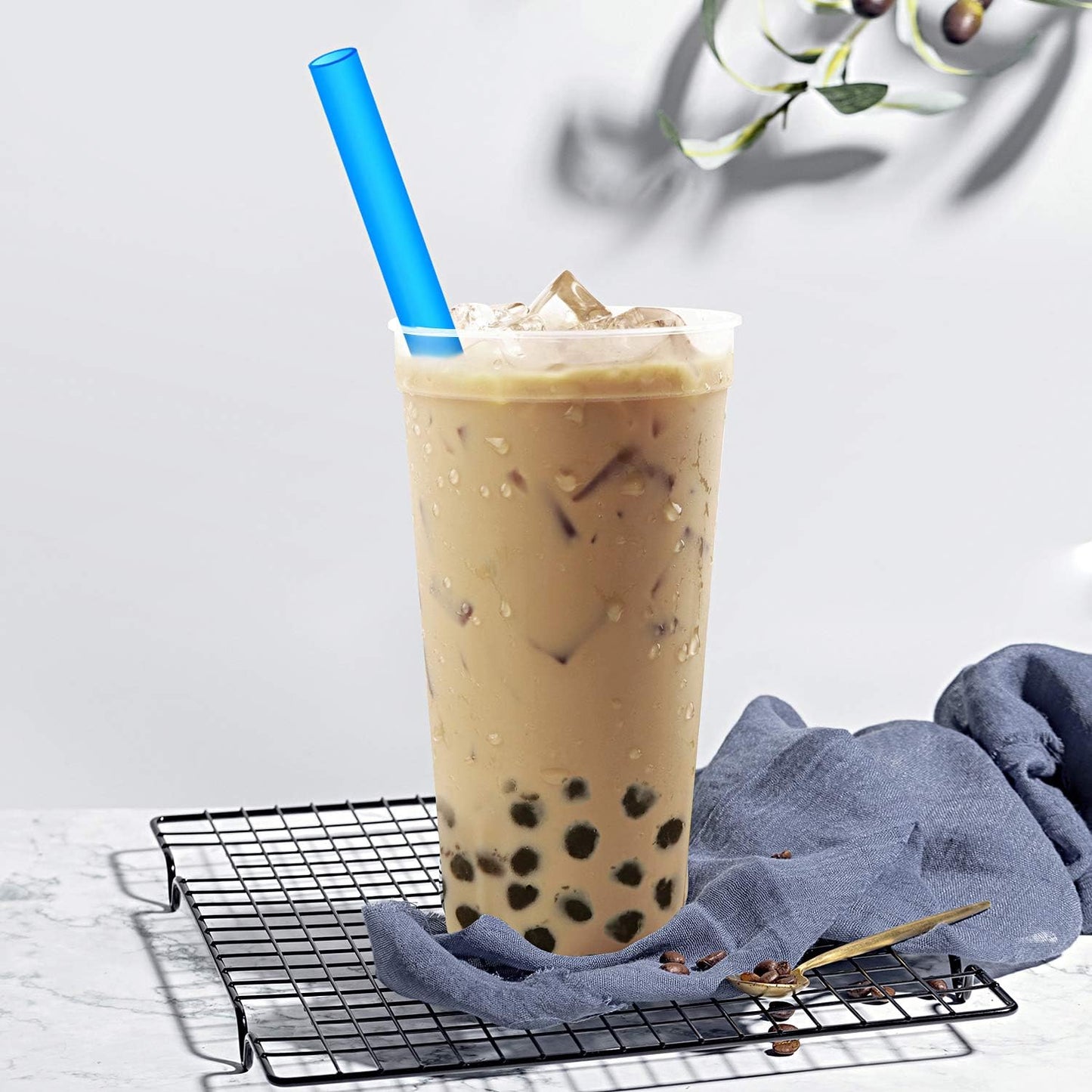 8 Pcs Extra Wide Reusable Boba Straws with 1 Bag & 2 Brushes - BPA FREE Multicolor Big Jumbo Large Plastic Straws for Smoothies, Bubble Tea(Tapioca, Boba Pearls), Milkshakes