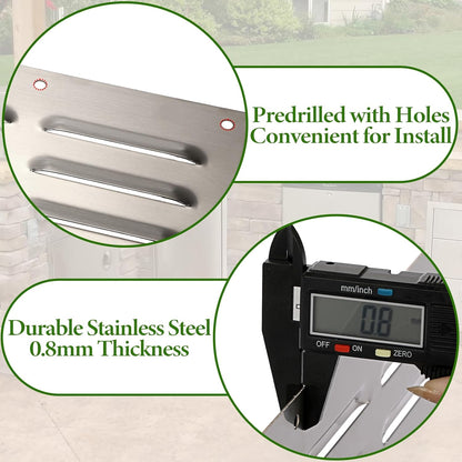 Stainless Steel Venting Panel Set for Grills - Rectangle Vent Covers for Masonry Fire Pits and Outdoor Kitchens, 15 x 4.5 Inches (3 Pack)