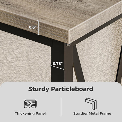 70-Inch Console Table with Integrated Outlets and USB-C Port, Extra Long X-Shaped Design for Entryway and Living Room, Metal Frame with Wooden Top in Grey Oak