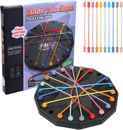 Updated Version Brainy Knots Game,Puzzle New Board Games 2025 Safe and Sturdy for Travel Party Activities Rope Challenge,2 Player Fun Educational Family Board Games for Kids and Adults