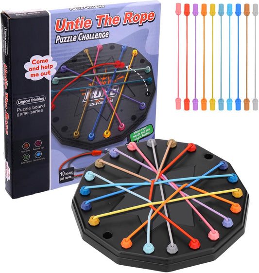 Updated Version Brainy Knots Game,Puzzle New Board Games 2025 Safe and Sturdy for Travel Party Activities Rope Challenge,2 Player Fun Educational Family Board Games for Kids and Adults