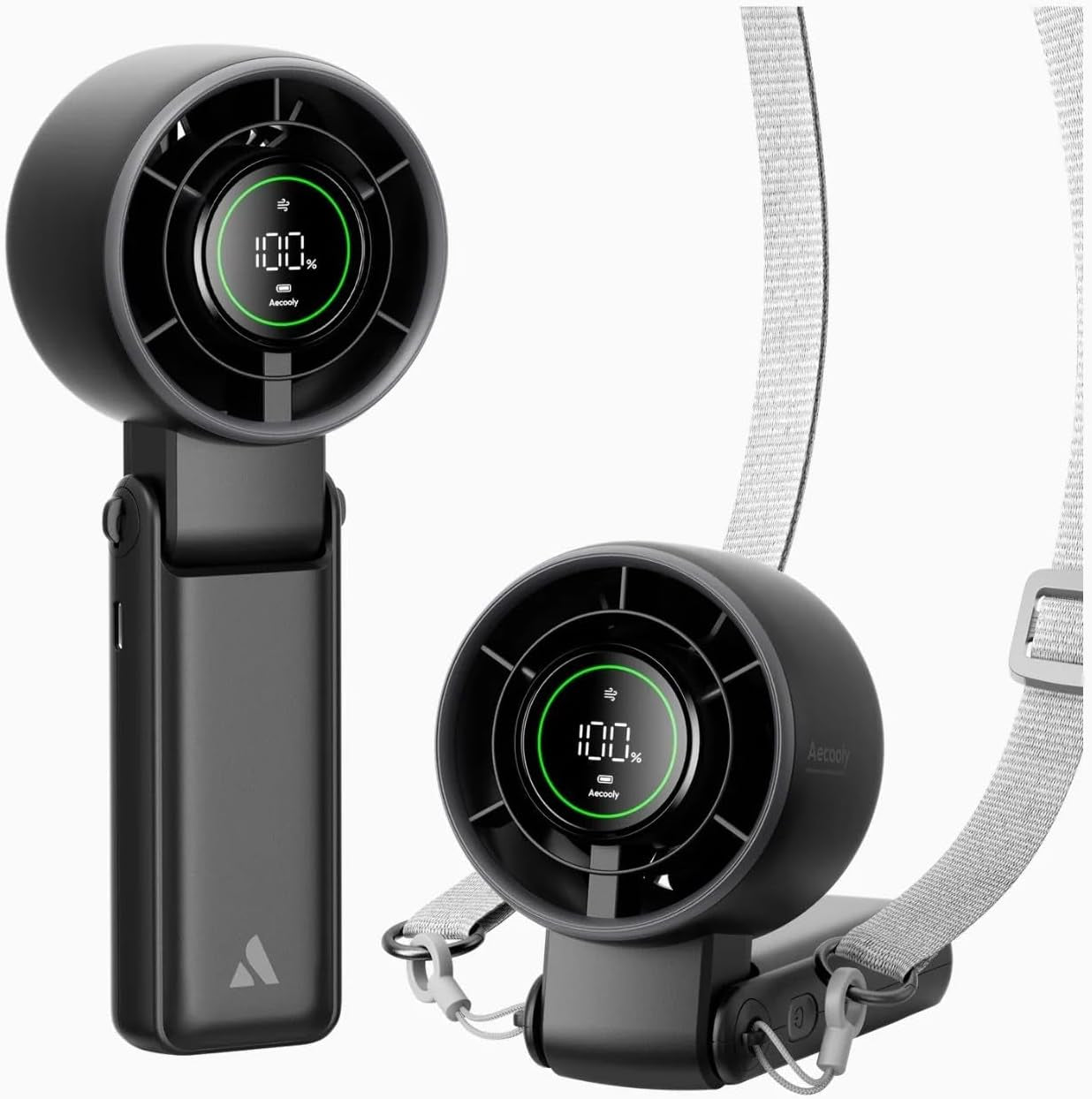 3 in 1 Portable Fan, Turbo Handheld Fan, USB Rechargeable Mini Personal [22H Max Cooling Time], Battery Powered Small Foldable Pocket for Travel, Summer, Gifts for Women, Girls -Black