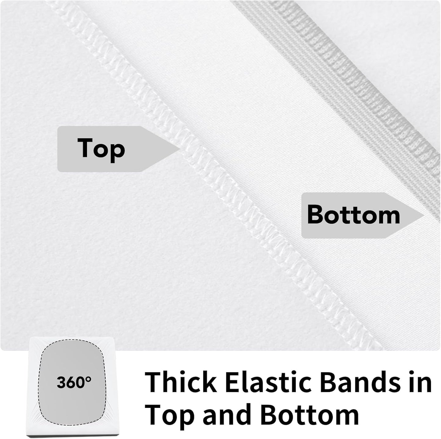 Box Spring Cover Queen Size, 4 Way Stretch Smooth and Elastic Wrap around Band 4 Sides Bed Skirt, White
