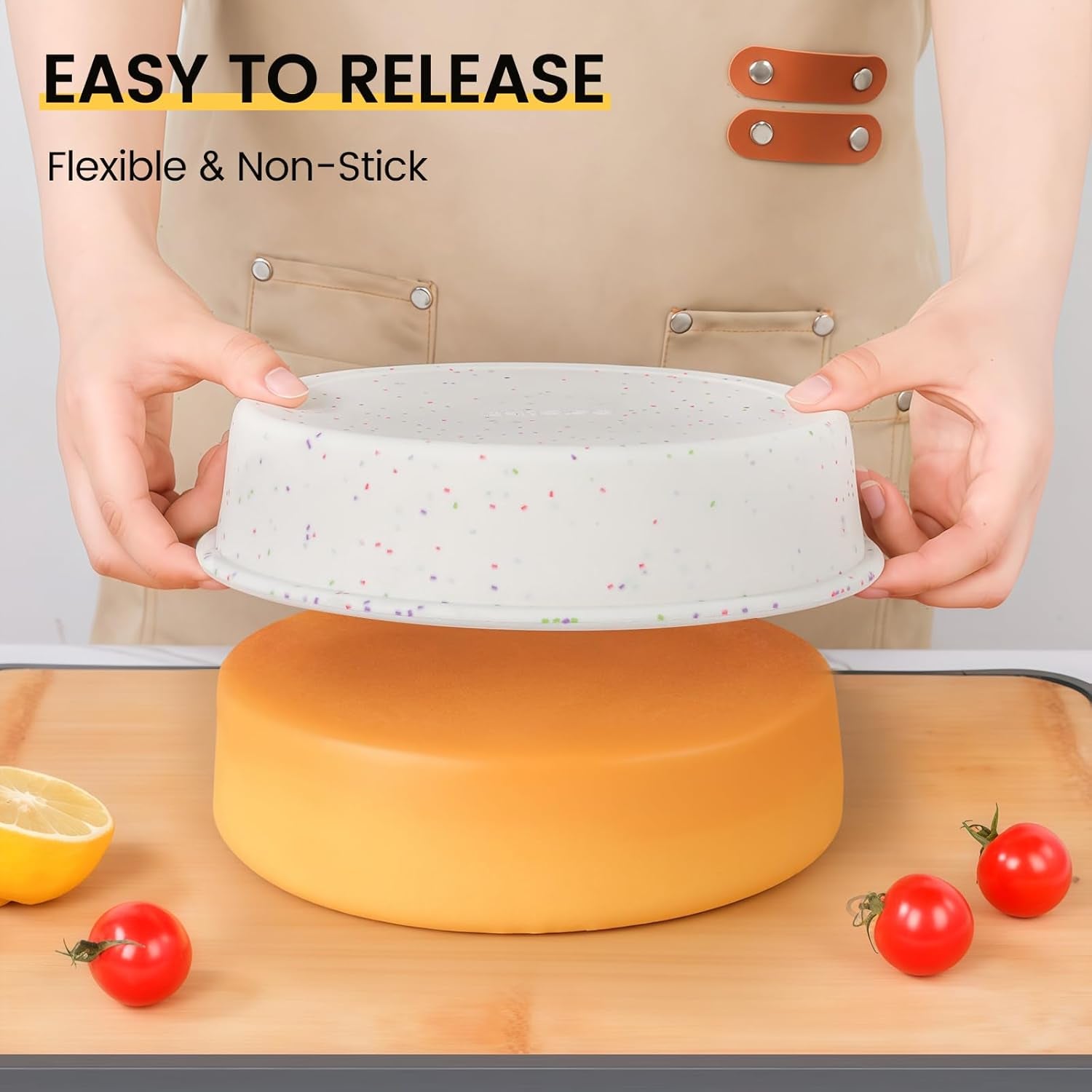 6 Inch Silicone round Cake Pan with Metal Reinforced Frame, Nonstick Silicone Springform Pan for Baking Suitable for Making Layers, Cheese & Chocolate Cakes