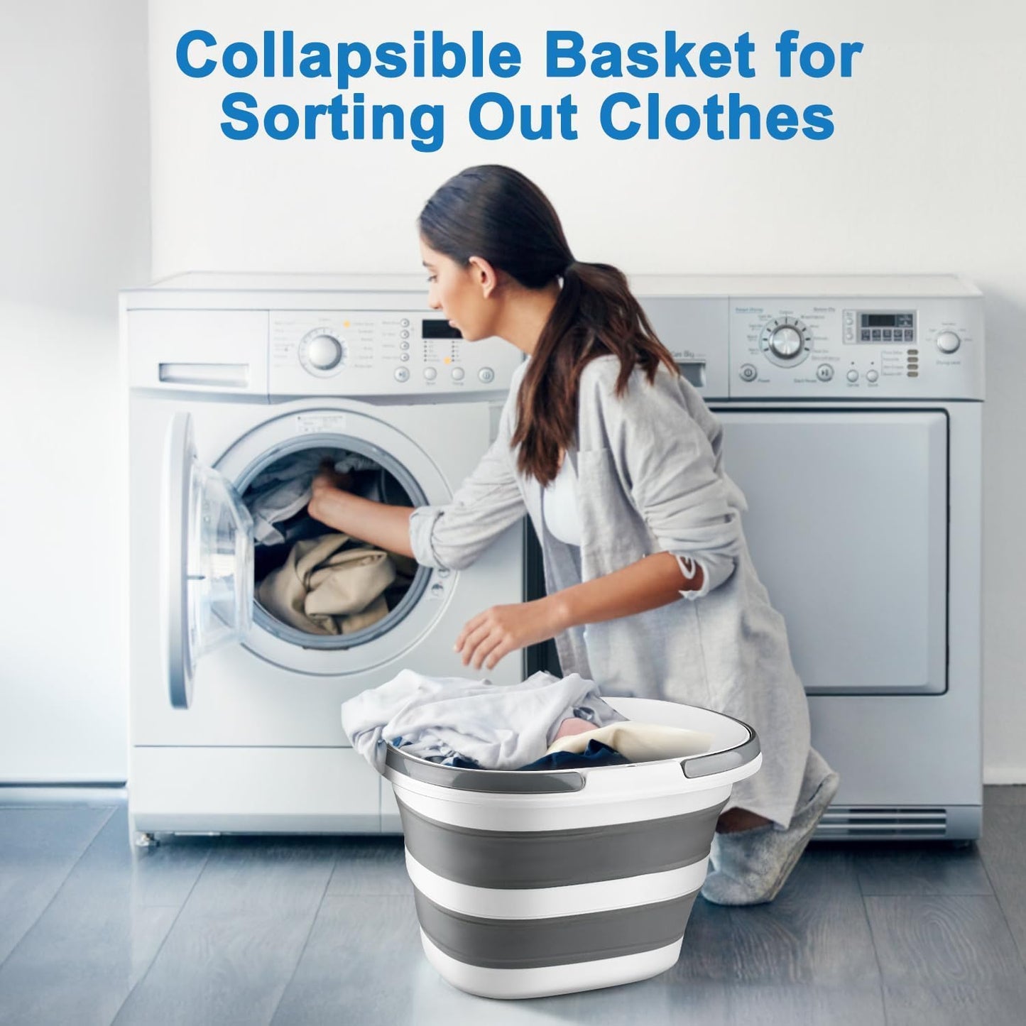 Collapsible Mop Bucket with Handle for Cleaning, 16L(4.2 Gallon) Silicone Square Mopping Bucket for Windows Cleaning or Car Washing, Cleaning Supplies Organizer Plastic Bucket for Storage