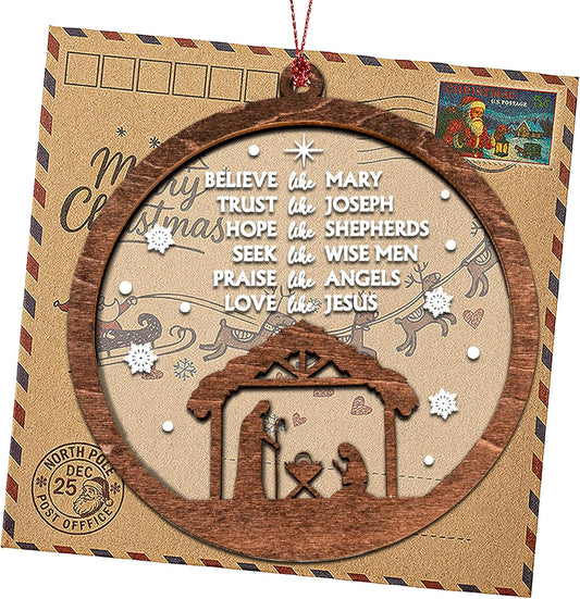 Nativity Christmas Ornaments 2025, Nativity Scene Ornament Gifts for Women Men, Oh Holy Night, Christian Ornaments, Baby Jesus Birth, Snow Holy Night Decoration, Inspired Decor for the Holidays