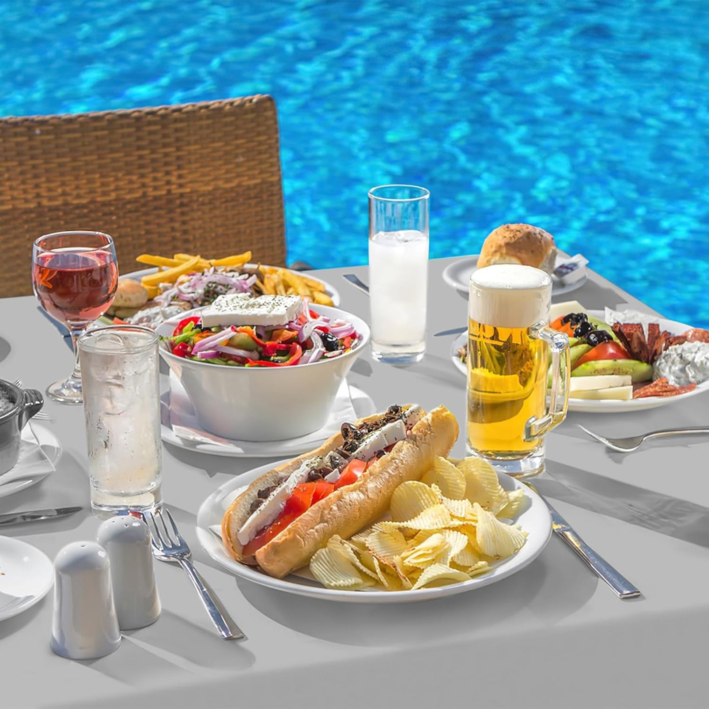 Rectangle Vinyl Tablecloth, Waterproof Spillproof Plastic Flannel Backed Table Cloth, Wipe Clean Table Cover for Dining, Buffet Parties and Camping (Light Grey, 54" X 78")