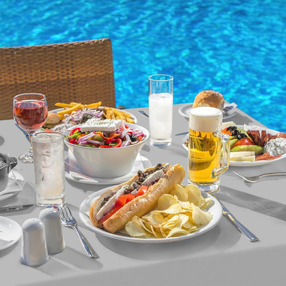 Rectangle Vinyl Tablecloth, Waterproof Spillproof Plastic Flannel Backed Table Cloth, Wipe Clean Table Cover for Dining, Buffet Parties and Camping (Light Grey, 54" X 78")