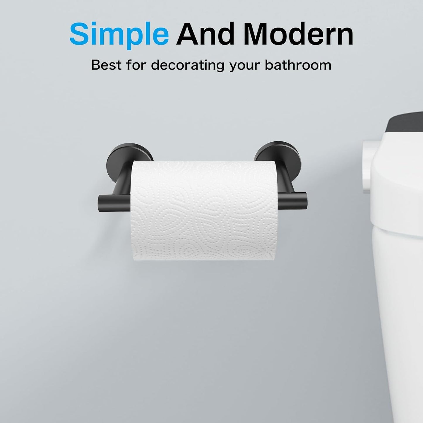 Toilet Paper Holder Wall Mount Screw-In Matte Black Bathroom Toilet Paper Roll Holders Stainless Steel Tissue Holder for Bathroom Hardware Accessories