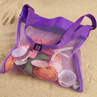 6PCS Mesh Beach Bags for Kids, Colorful Small Seashell Collecting Bags Adjustable Strap for Holding Shell Sand Toy