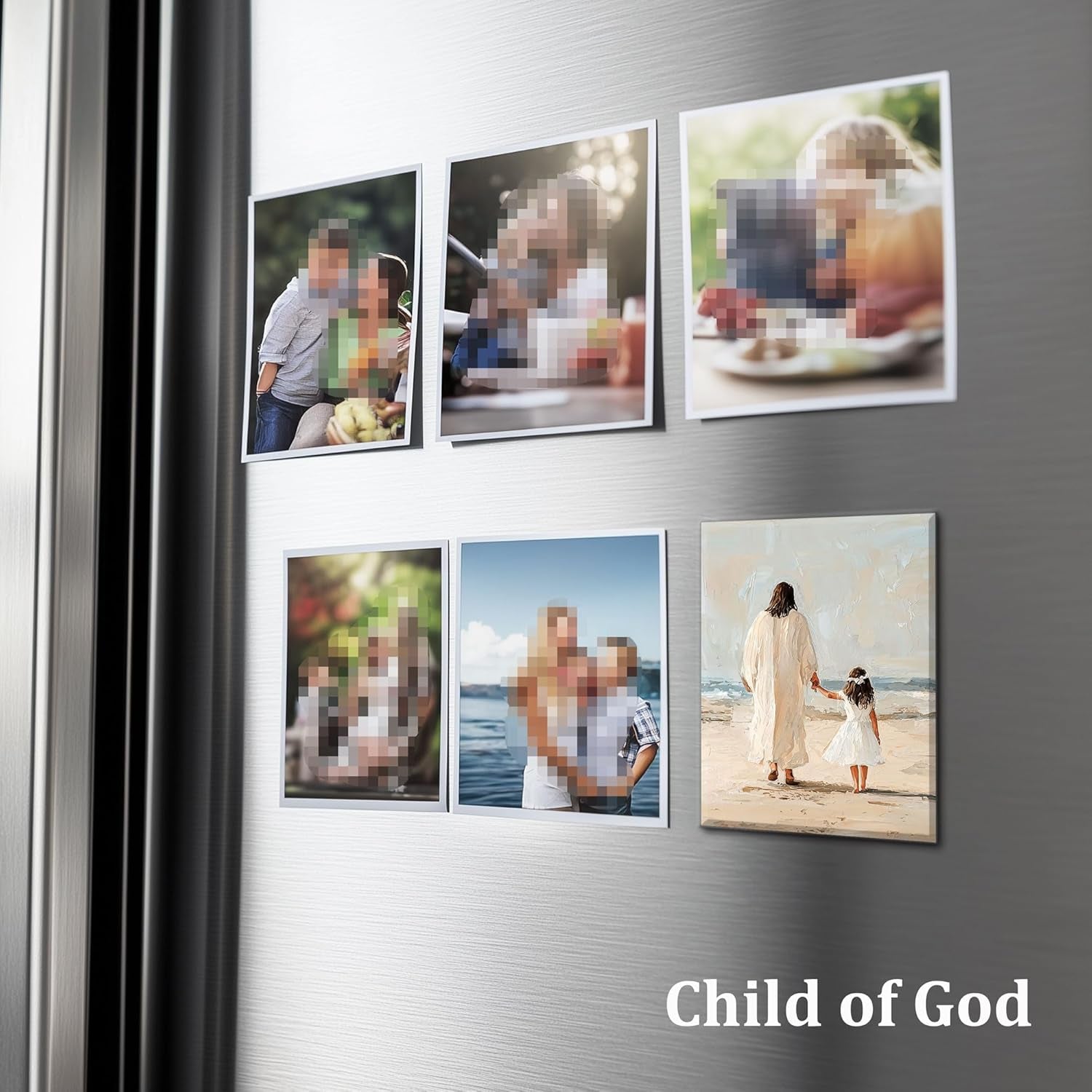 Jesus Walk with a Child Christmas Magnets, Christian Nursery Gift, Lds Christmas Baptism Gift, Bible Christmas Magnets, Child of God, Christian Religious Acrylic Magnets 3 X 2.5 In