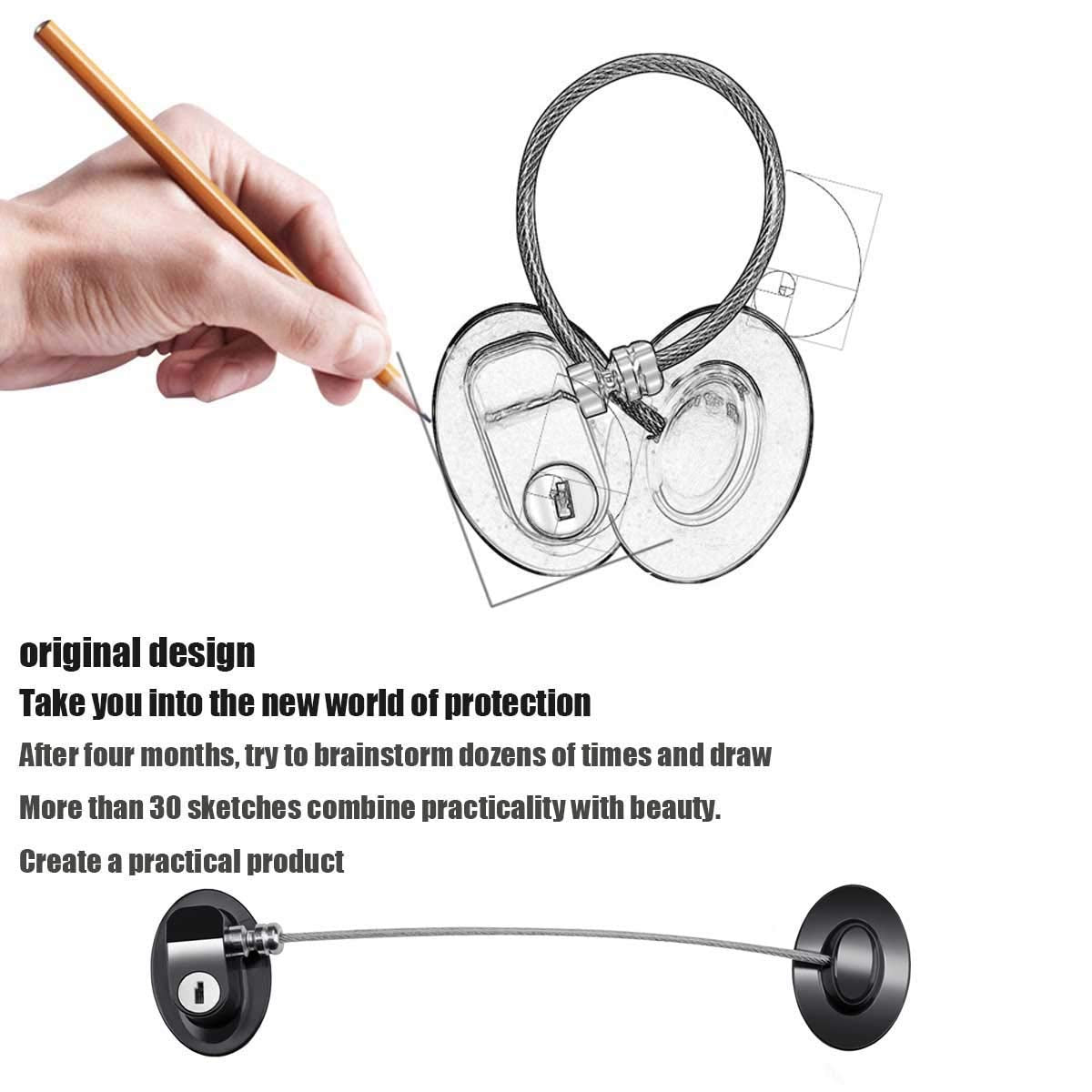 6 Pack Refrigerator Locks with 12 Keys,Child Safety Fridge Lock,Refrigerator Lock Combination,Mini Fridge,File Drawer,Toilet Seat Lock with Strong Adhesive (Black)