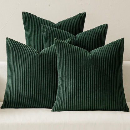 Boho Farmhouse Throw Pillow Covers 18X18 Inch Set of 4 Mordern Nordic Cushion Covers Soft Corduroy Christmas Home Decor for Couch Bed Sofa Living Room Army Green