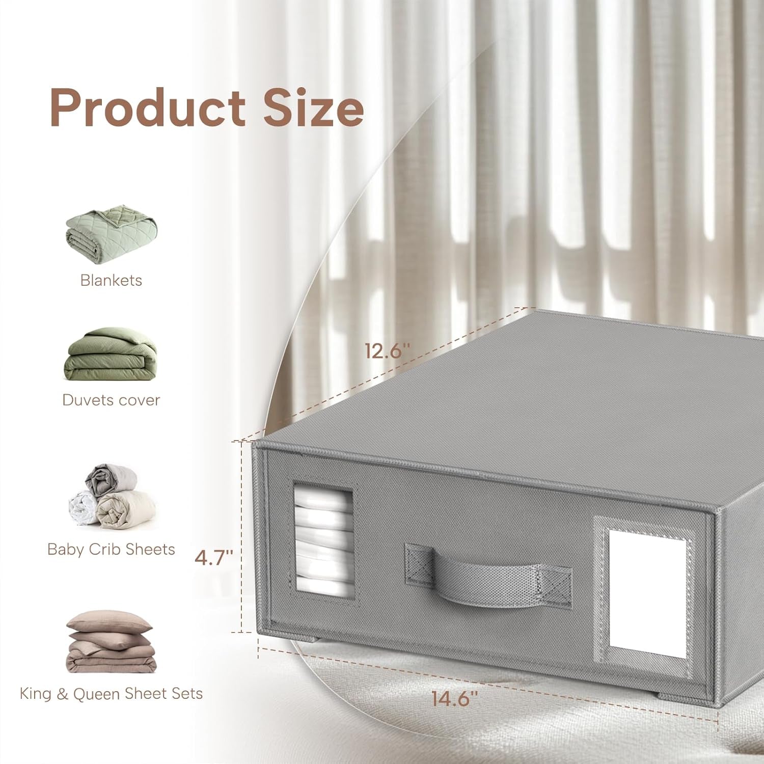 Bed Sheet Organizers and Storage, 6 Pack Foldable Linen Closet Organizer Box – Bedding Holder for Sheet Set (King/Queen Sizes), Duvet Covers, Blankets (Grey)