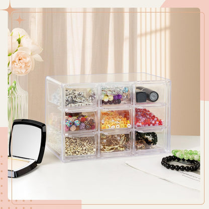 Small Drawer Organizer, Small Clear Plastic Storage Drawers, Mini Ducks, Silicone Beads, Teacher Toolbox, Bead Organizer, Box for Office Home Room Jewelry Cosmetics
