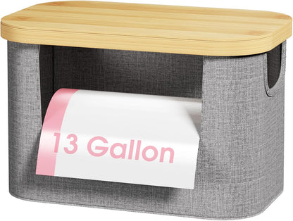 Stackable Trash Bag Dispenser with Bamboo Lid, Large Garbage Bag Dispenser Holder for 4-33 Gal Bags, Organizers and Storage for under Sink Organizer, Kitchen Countertop, Laundry Room