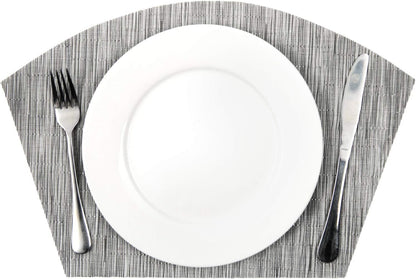 Small round Table Placemats Set of 4 Wedge Placemats Heat Resistant Woven Vinyl Table Mats Wipe Clean (4, Silver Gray)