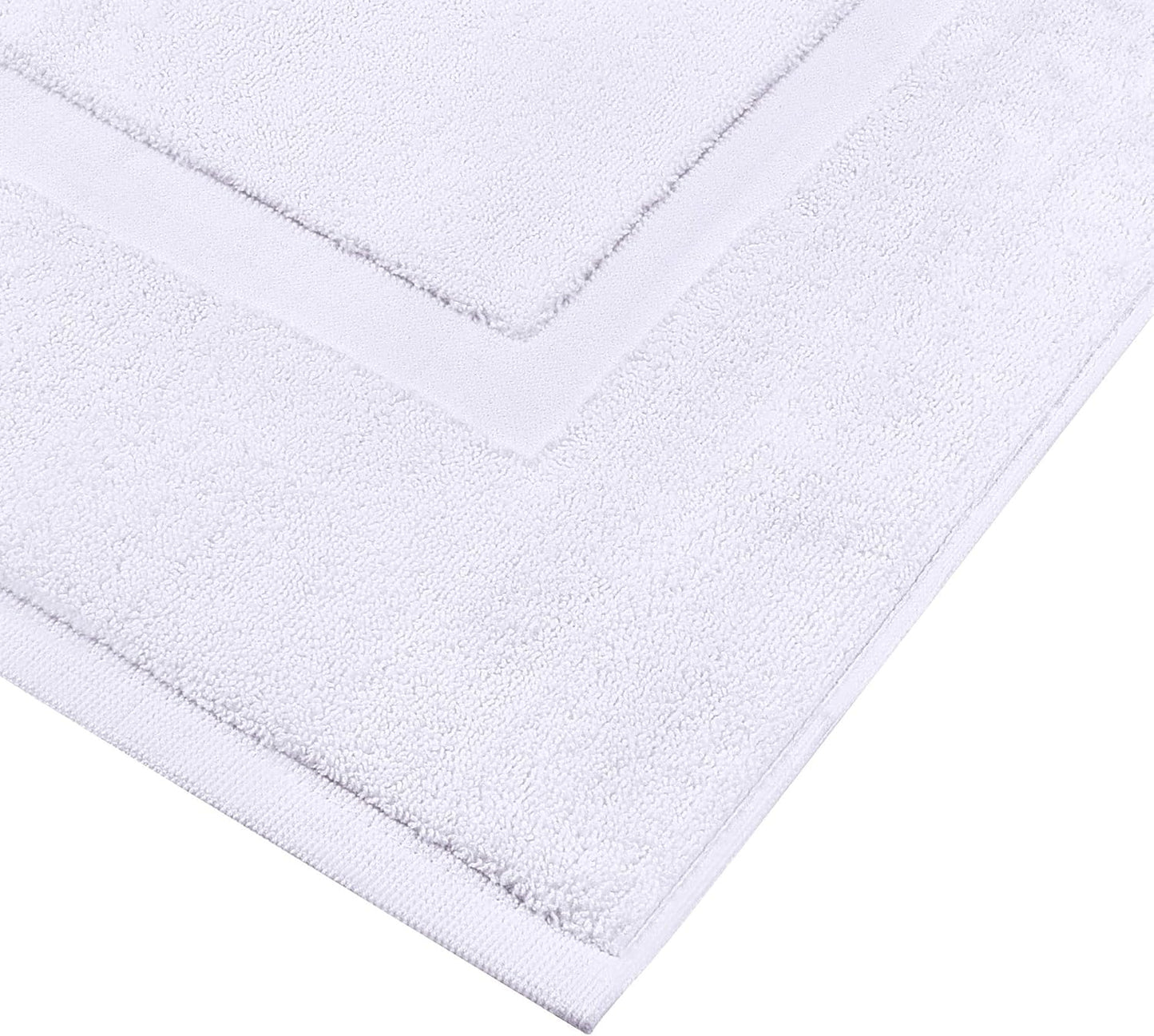 Cotton Banded Rug, Bath Mats, Not a Bathroom Rug, 21 by 34 Inches, 100% Ring Spun Cotton, Highly Absorbent Shower Bathroom Floor Mat, White, 2 Pack