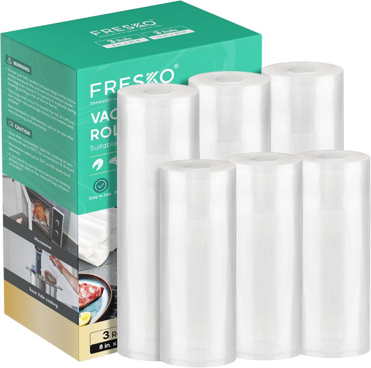 Vacuum Sealer Bags Food Rolls 6 Packs - 8" X 20' & 11" X 20', Commercial Grade Seal a Meal Bags for Storage Food and Sous Vide, BPA Free, Customized Size for Vacuum Sealer